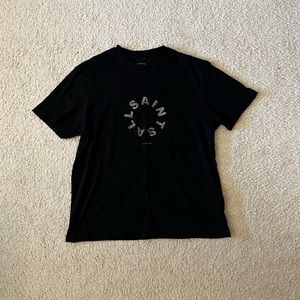 Great condition All Saints black t shirt circle logo distressed. Size-Medium